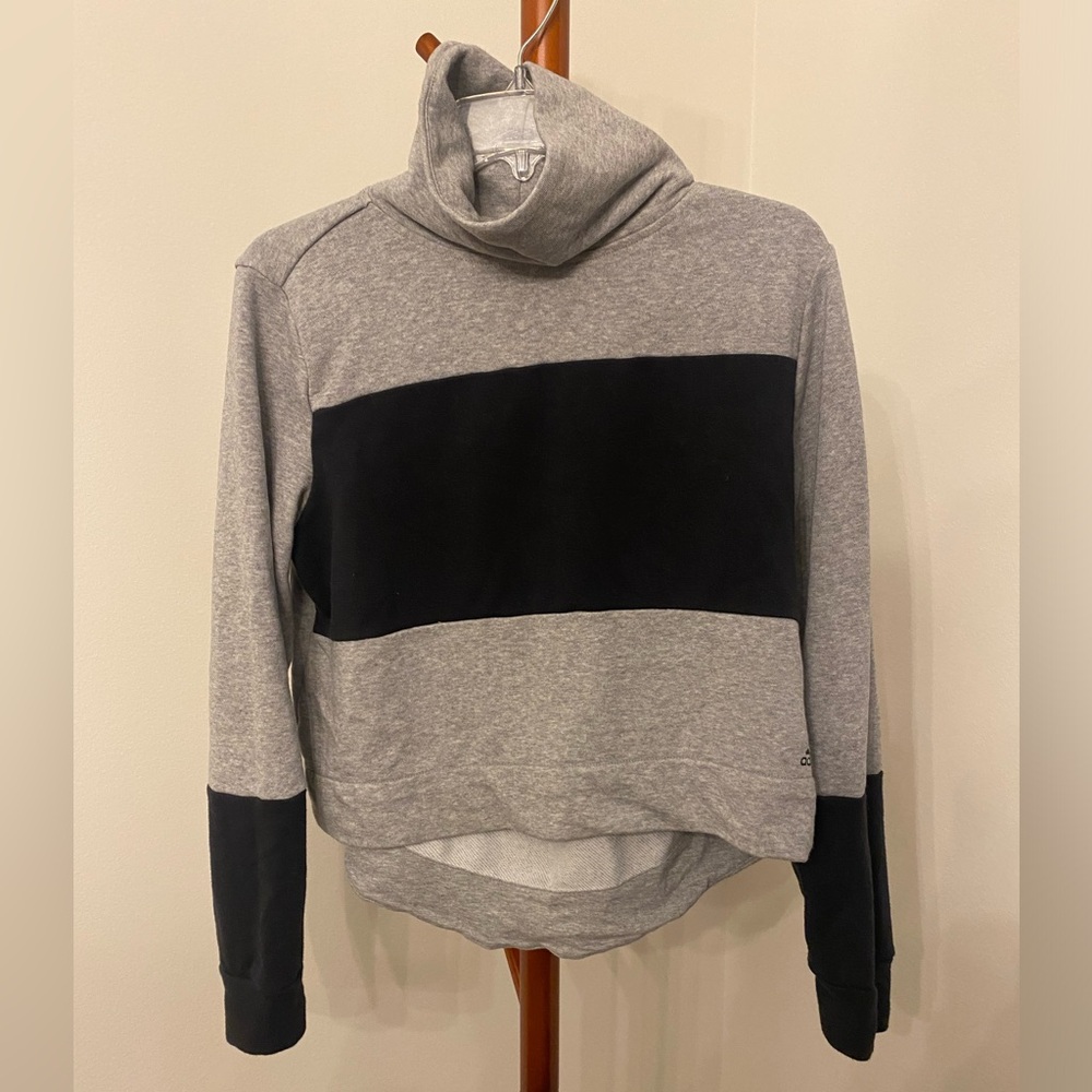 adidas Gray and Black Colorblock Cowl Neck Sweater